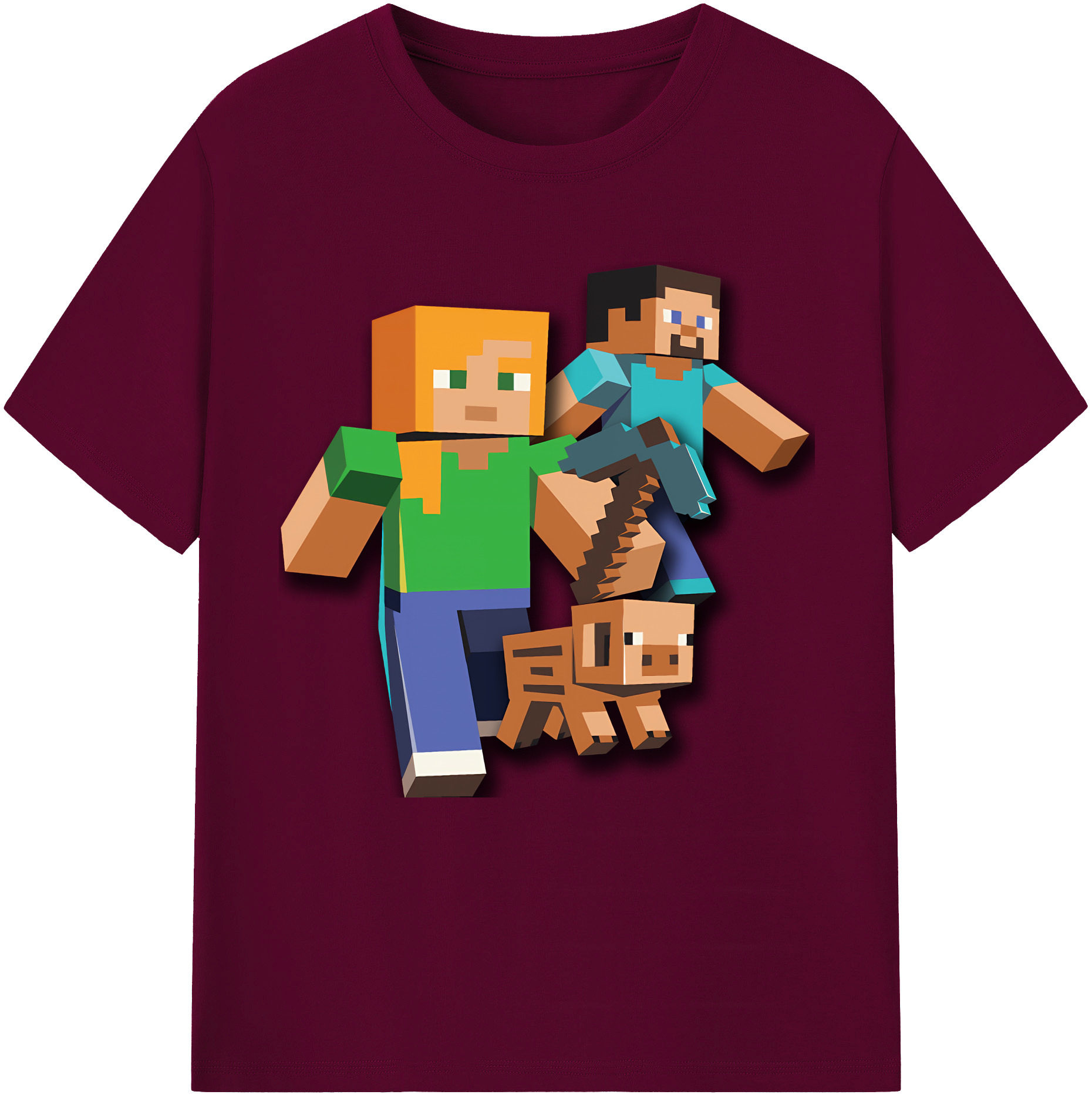 （画像用） マインクラフト ブロックの世界 Minecraft MC Block world レディースカジュアルプリントTシャツ（綿100％）